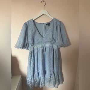 Lulus blue dress w/ puff sleeves
